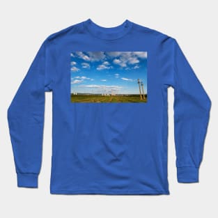 Blue cloudy sky over factory, industrial zone, Romania Long Sleeve T-Shirt